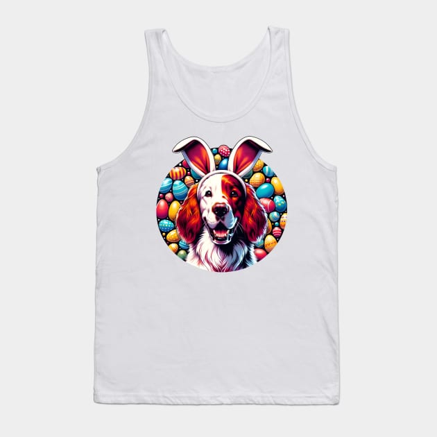 Irish Red and White Setter Enjoys Easter with Bunny Ears Tank Top by ArtRUs